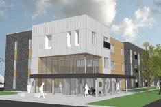 Construction de logements destinés aux étudiants à Rivière-du-Loup. Crédit : Centre de services scolaire de Kamouraska–Rivière-du-Loup