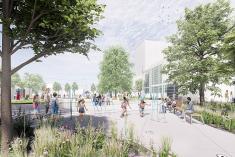 Place Karl-Tremblay : un lieu unique et ludique au cœur de L’Assomption. Crédit : Lemay